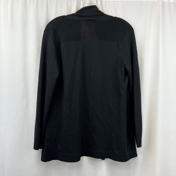 Talbots Womens Open Front Merino Wool Cardigan Black Sweater Size Small Petite - Picture 5 of 7